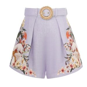 Zimmermann Lexi Shorts size 2 us8 NWT Linen Silk Belted High Waist